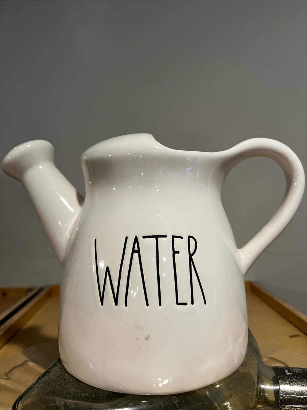 Rae Dunn Cream Ceramic Pitcher with Black 'WATER' Lettering